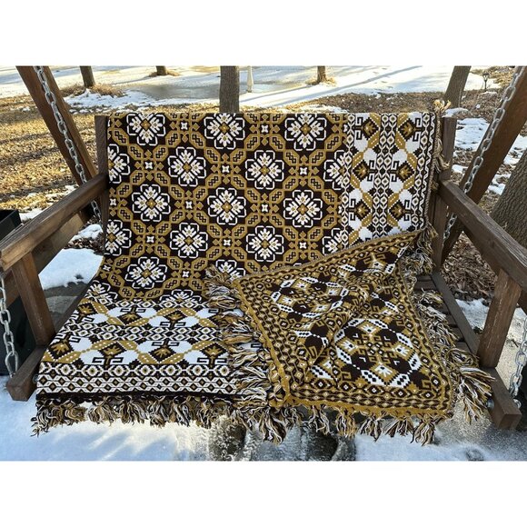 Cotton Woven Throw Blanket Double Face Moroccan Pattern 94x62" - Picture 3 of 4